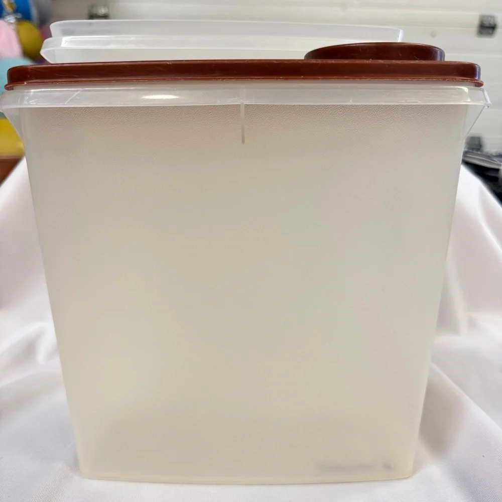 Vintage Tupperware 1588-1 Modular Storage Container Brown Lid 469-5 Frosted 2 Pc